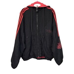 Vintage Y2K Adidas Trefoil Oversized Puffer Coat Pink Black Medium